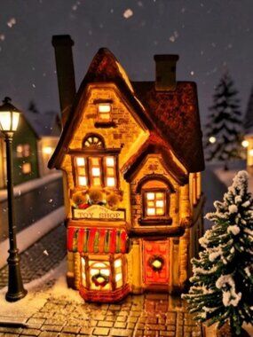 🎄 Vintage Dickens Keepsake Lighted Village – Teddy Bear Toy Shop 🎄